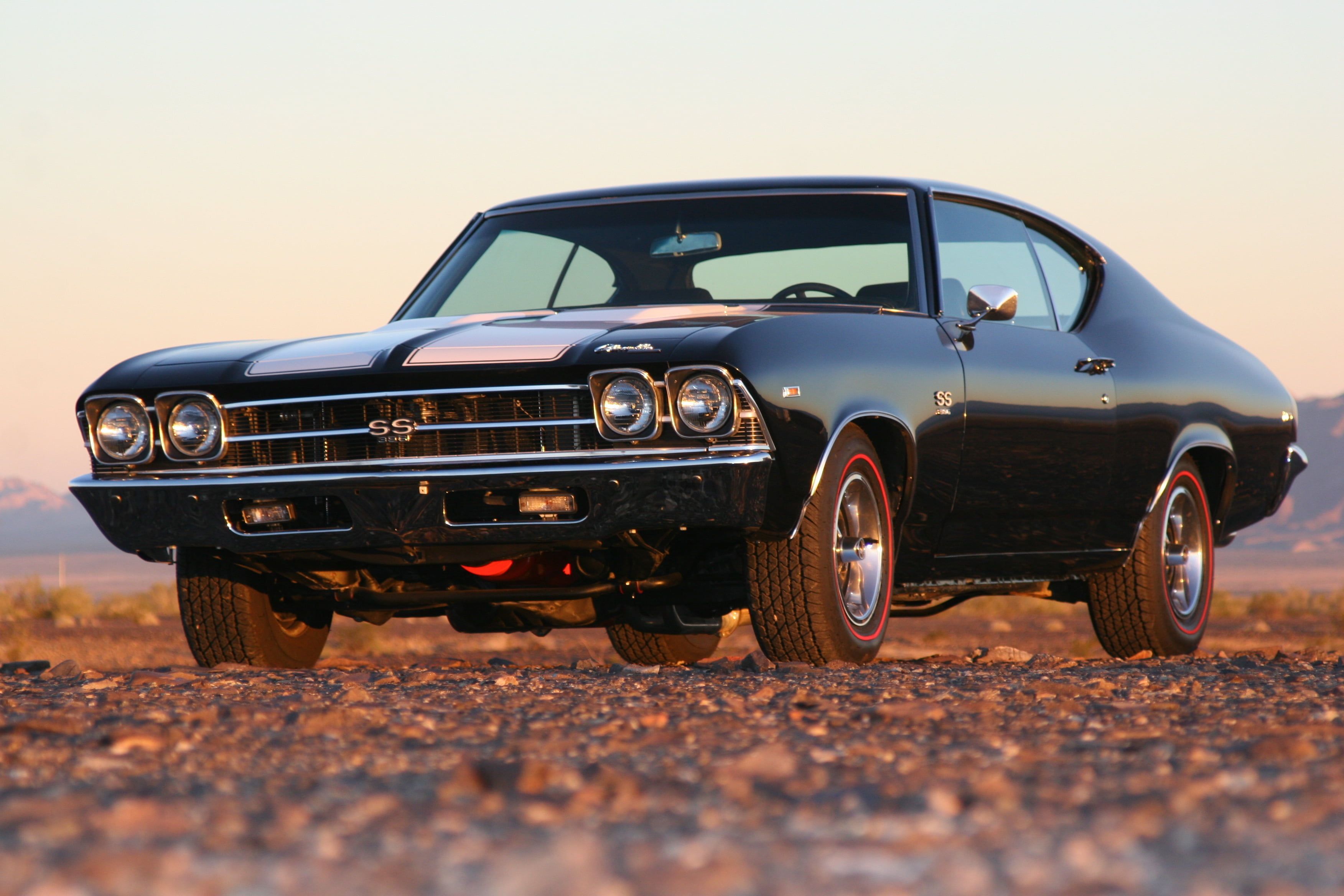 Wide shot of car